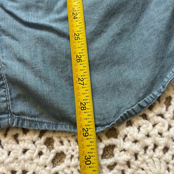 ANA A New Approach  Blouse Collared Denim Button Down Short Sleeved Blue Jean XL - Picture 7 of 8